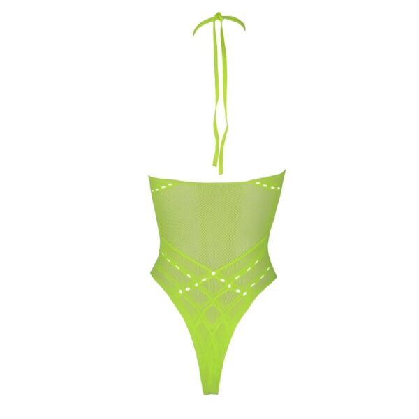 Halter Tie Neck Bodysuit Neon Green One Size - Image 8