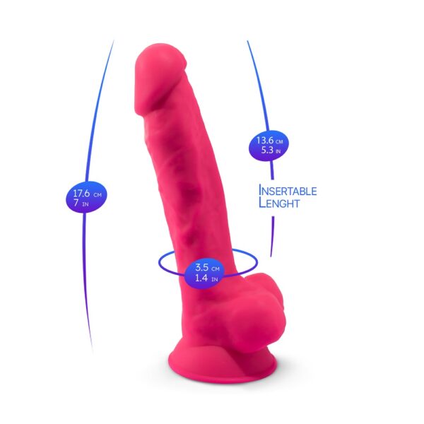 SilexD 7 inch Realistic Silicone Dual Density Dildo with Suction Cup and Balls Pink - Image 7