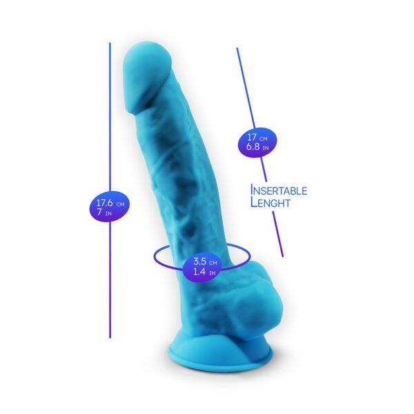 SilexD 7 inch Realistic Silicone Dual Density Dildo with Suction Cup and Balls Blue - Image 7