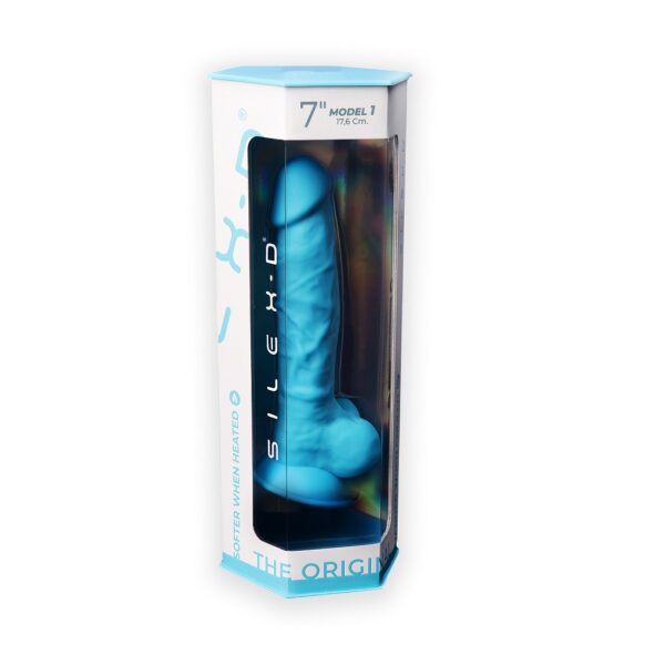 SilexD 7 inch Realistic Silicone Dual Density Dildo with Suction Cup and Balls Blue - Image 8