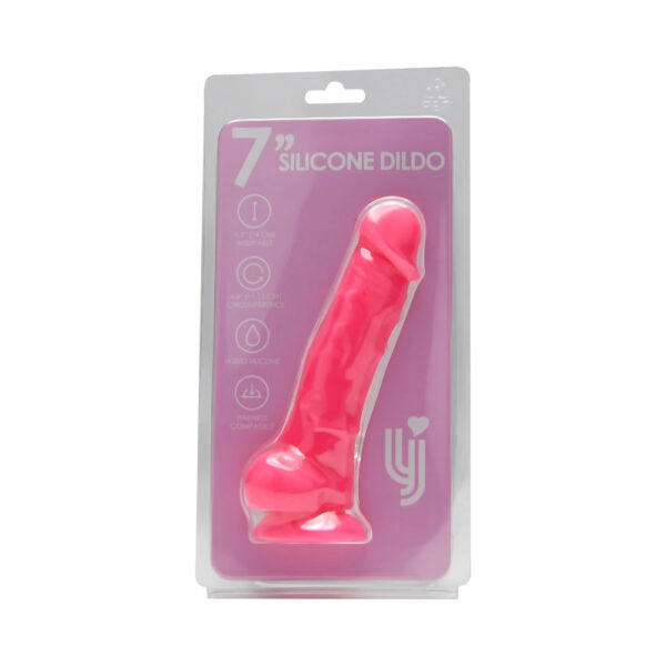 Loving Joy 7 Inch Realistic Silicone Dildo with Suction Cup and Balls Pink - Image 7